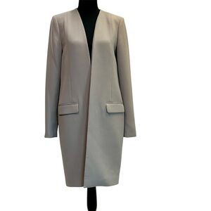 Simons Contemporaine gray taupe long sleeve open from blazer coat no collar 6